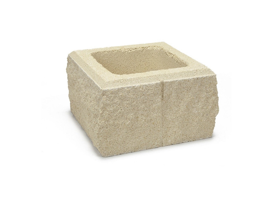 Peça De Pilar De Bloco De Concreto Com Acabamento Áspero Creme / 35x35x19 Cm / Palete 30 Unidades