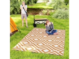 Tapete de Exterior PP 310g/m² Cor Marrom e Branco 182x274x0,3 cm Outsunny