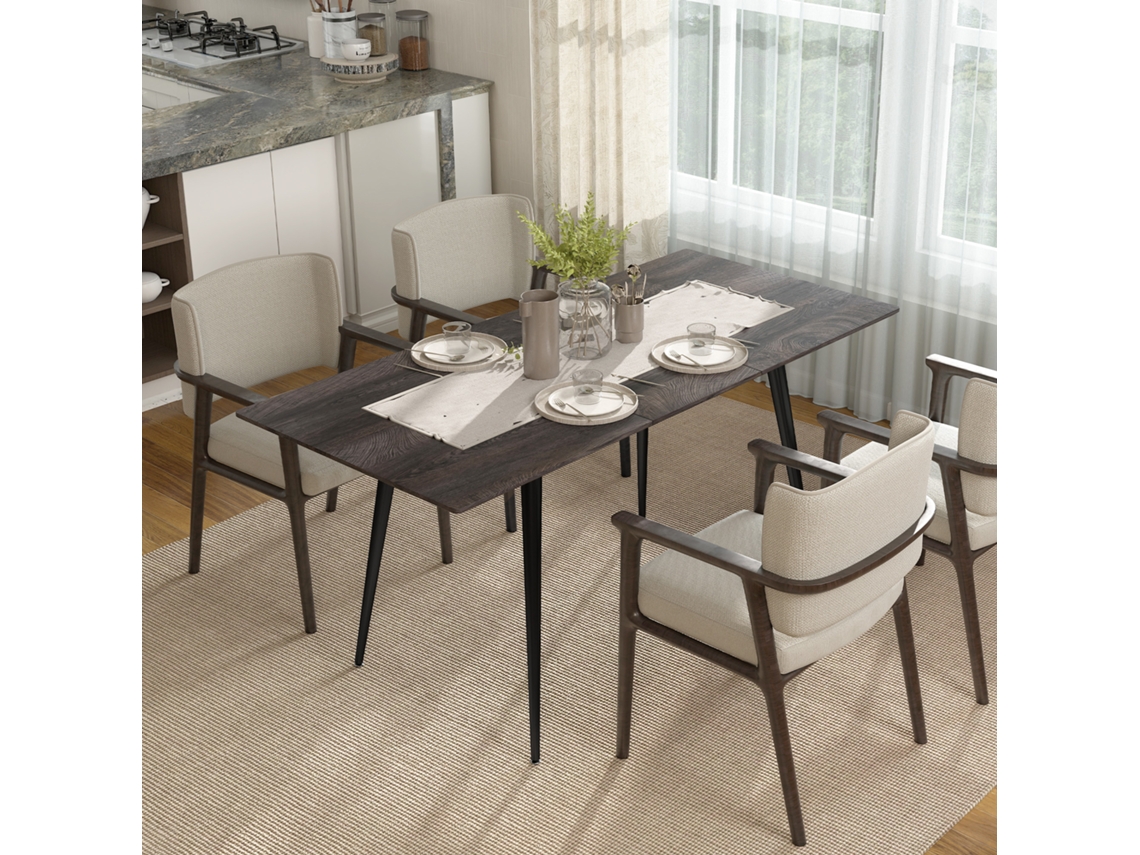 Mesa De Jantar Extensível 6-8 Pessoas, Pernas Aço Maciço, Cozinha