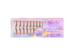 Unhas postiças de gel macio com 5 núcleos degradê, base e primer pré-aplicados, 15 tamanhos para manicure faça você mesma.