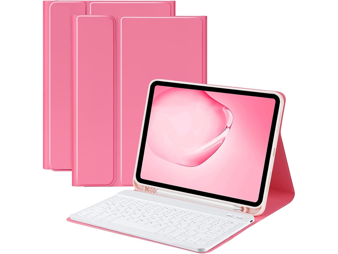 Capa De Couro Vermelha Teclado Bluetooth Quadrado Totalmente Branco, Ipad De 10ª Geração De 10,9 Polegadas/2022 Yunzii