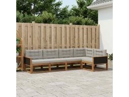 Vidaxl Conjunto De Sofás Para Exterior 5 Pcs Natural E Cinza Claro