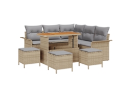 Conjunto 9 Conjunto De Sofá De Jardim Vidaxl Bege Vime Pe (187,5 X 187,5 X 85 Cm)