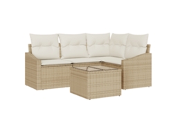 Conjunto 5 Sofá Exterior Vidaxl Bege Vime Pe (178,5 X 123,5 X 85 Cm)