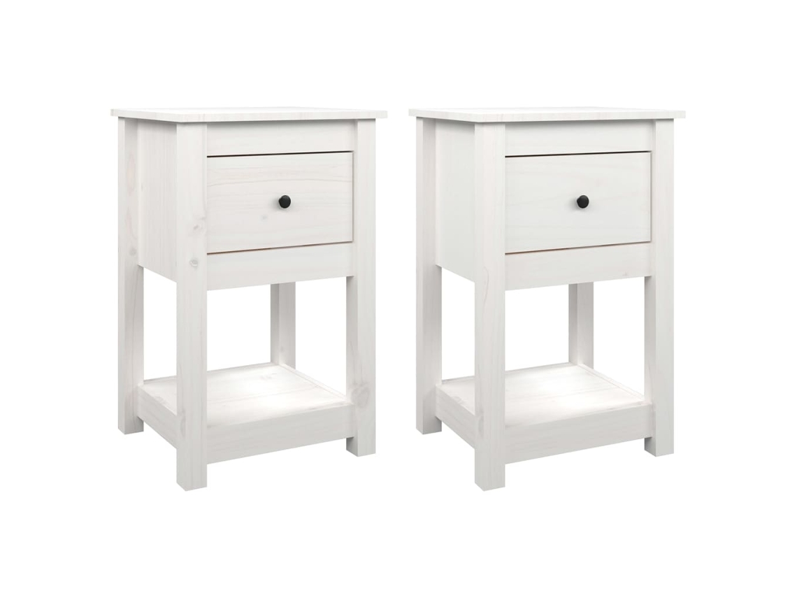 Bedside Cabinet, Bedside Cabinets Vidaxl Branco Madeira De Pinho (n/a)