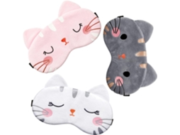 3 Máscaras de Dormir Fofas com Carinhas de Gato e Cachorro, Divertidas de Animais AQUAFORGE