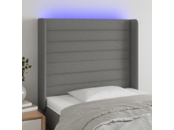 Vidaxl Cabeceira De Cama C/ Led Tecido 93x16x118/128 Cm Cinza-escuro
