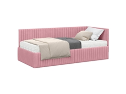 SYFAX™ Estrutura de Cama de Canto com Colchão 2 Pcs Cinzeto Veludo