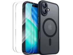 Capa Protetora - Booling - Para Iphone 17 - Preta - Anel Magnético - 2 Películas De Vidro Temperado