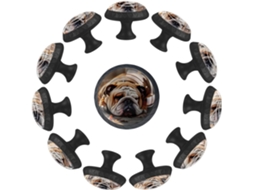 Puxadores E Botões Redondos Para Gavetas Armários, Conjunto De 12 Peças, Com Desenho De Um Buldogue Dormindo No Chão