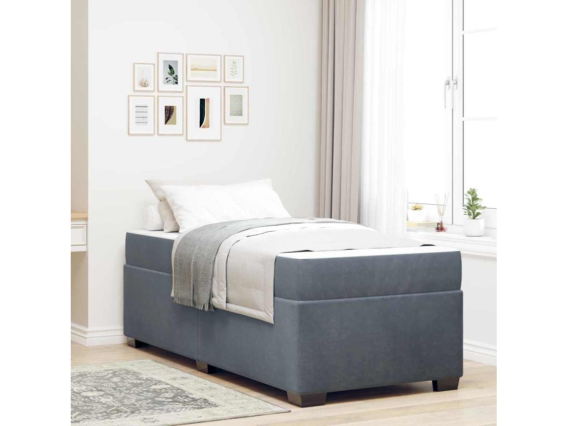 Vidaxl Estrutura Da Cama Com Colchão Cinza Escuro 100 X 200 Cm Tecido