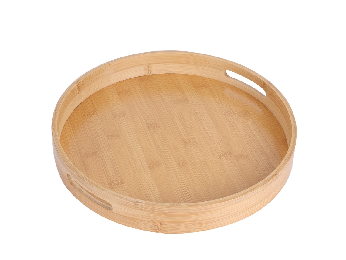 Bandeja Redonda de Bambu LAXISCREED para Pratos e Chás