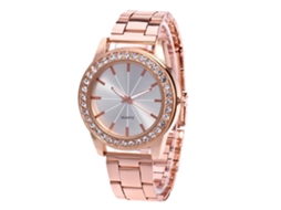 Relógio de Pulso de Quartzo com Pulseira de Aço Design Minimalista Elegante Rose Gold