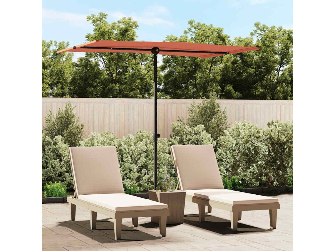 Vidaxl Guarda-sol De Jardim Com Poste De Alumínio 2x1,5 M Terracota