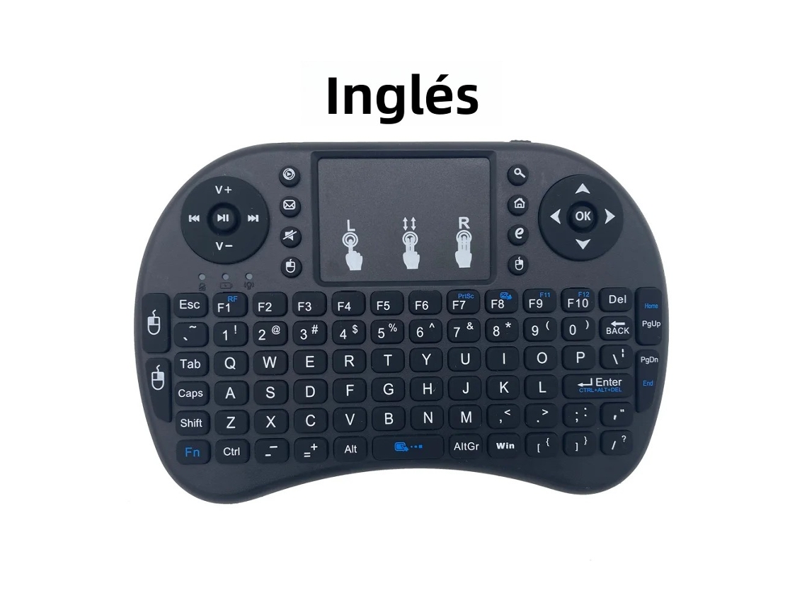 (português) Mini Teclado Sem Fio I8 2.4g Com Tela Sensível Ao Toque, Preto Clássico