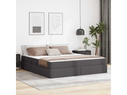Vidaxl Cama com Arrumação e Colchão com Colchão 2 Pcs Cinzeto Couro