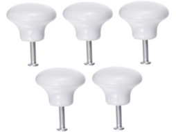 Yardenfun Conjunto De 5-puxadores Reforçados Cerâmica Branca Para Portas Armários Cozinha Com Parafusos Metálicos