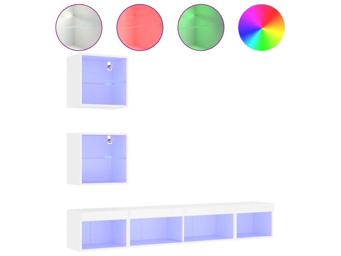 Tv Wall Unit, Tv Wall Units Vidaxl Branco Madeira Processada (n/a)
