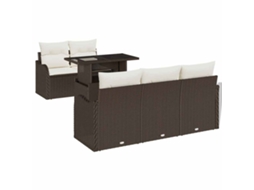 Maison Exclusive - Conjunto De Sofá De Jardim Com Almofada Manual 6 Pcs Castanho