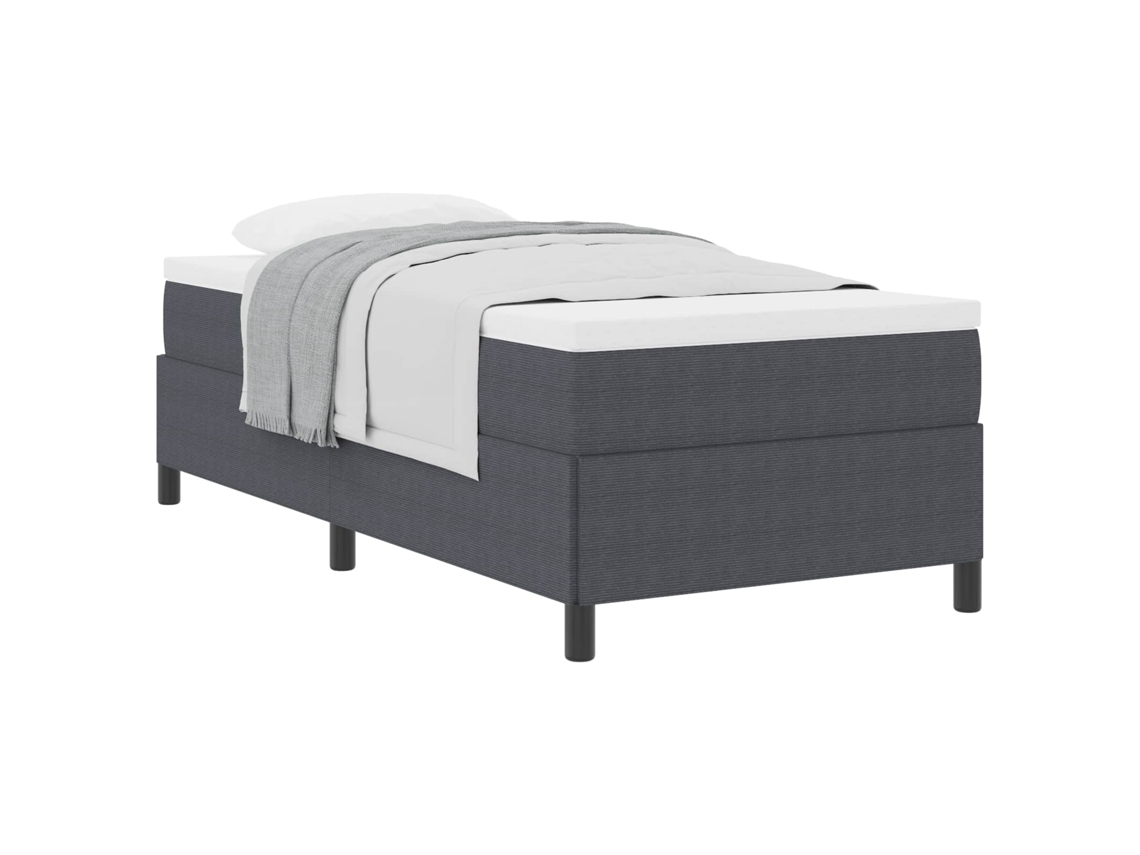 Cama De Solteiro | Camas Para Quarto | Cama Box Cinza Escuro 80 X 200 Cm Tecido De Veludo Cotele