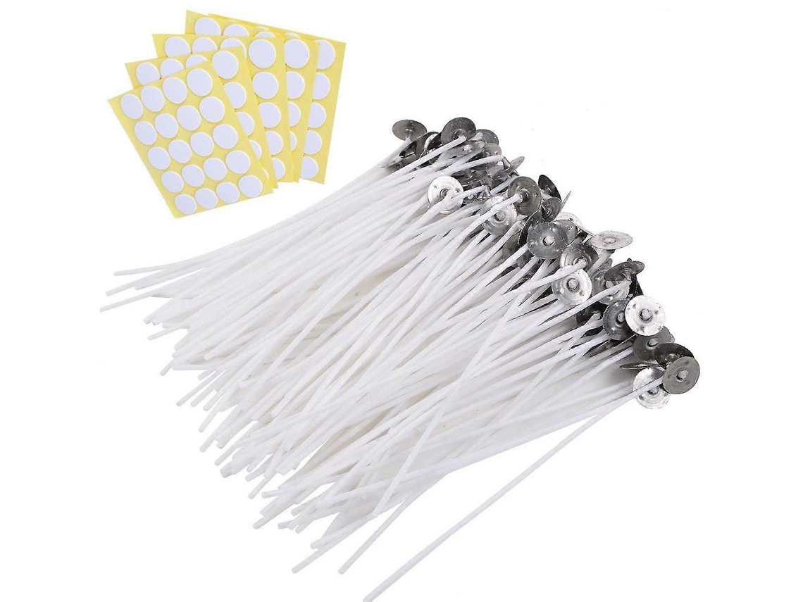 Pacote Com 100 Pavios Para Velas Com Adesivo Para Base E Dispositivo Central Para Fabricação De Velas, Faça Você Mesmo, 20 Cm (8 Polegadas)