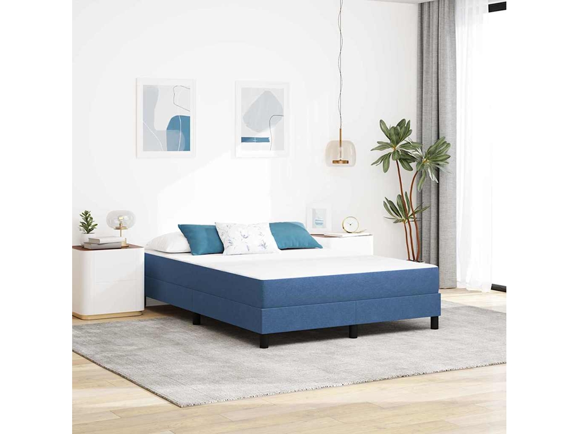 Vidaxl Colchão De Cama Com Colchão Azul 160 X 200 Cm Tecido