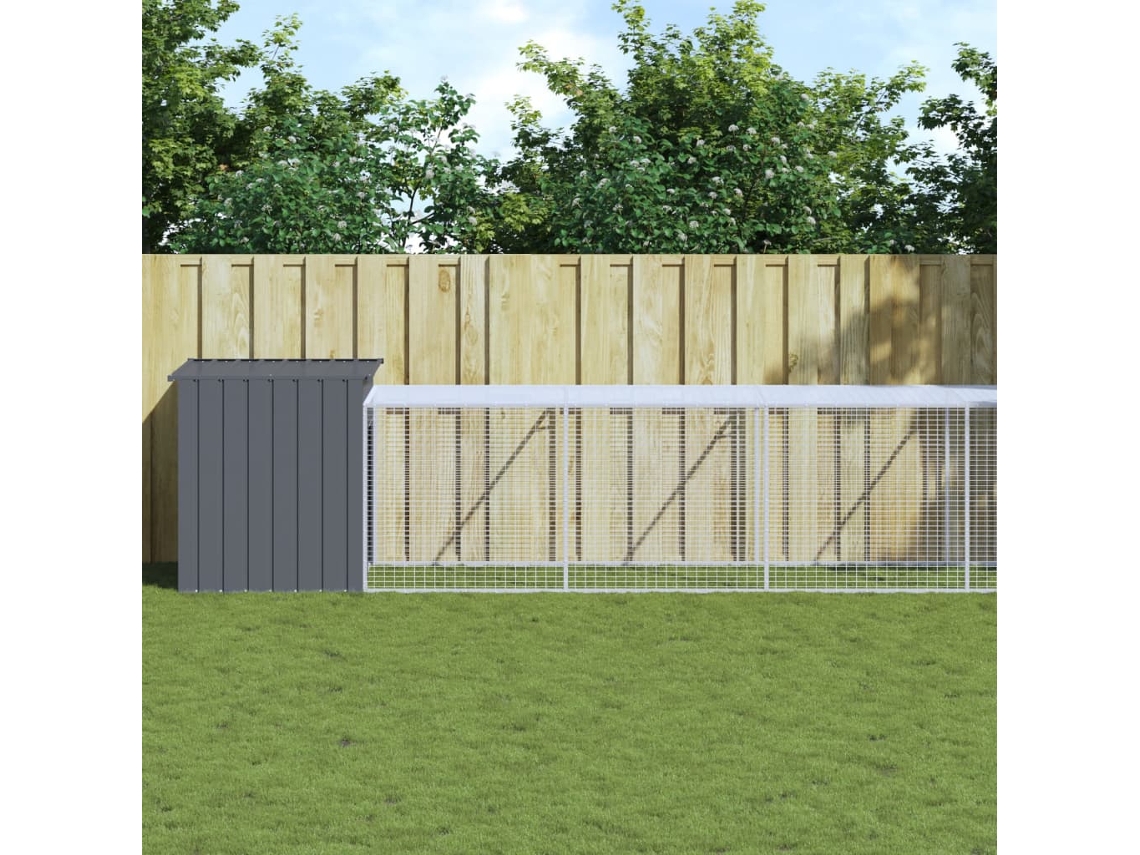Vidaxl Galinheiro Com Anexo 110x813x110 Cm Aço Galvanizado Antracite