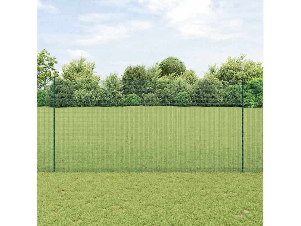 Vidaxl Cerca De Arame Soldado Com Postes 10 X 1,6 M Verde Malha