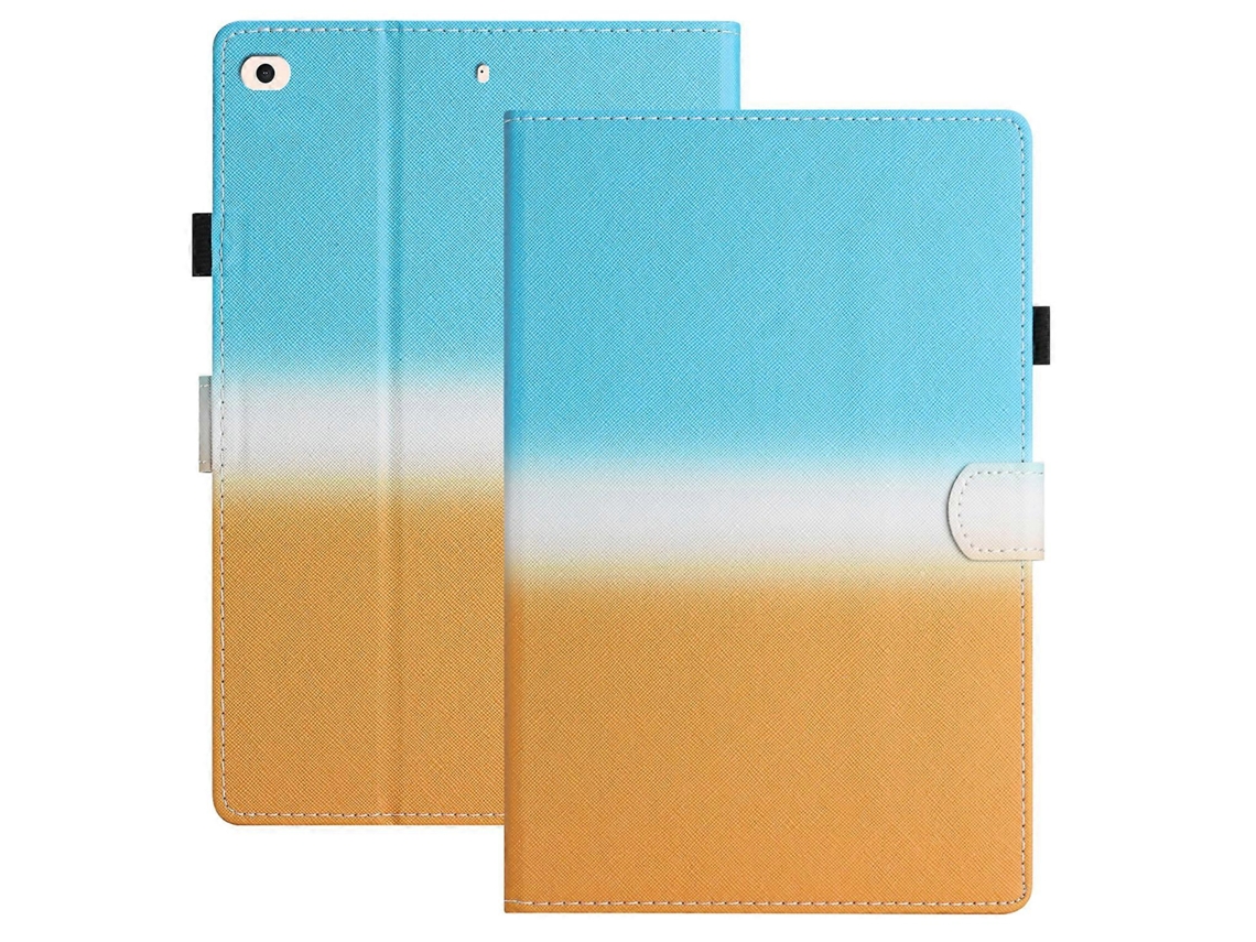 Capa protetora de couro sintético Hengrongshen gradiente azul laranja com suporte para iPad Air 2 de 9,7 polegadas (2017) e iPad Air 2 (2018) (2013)