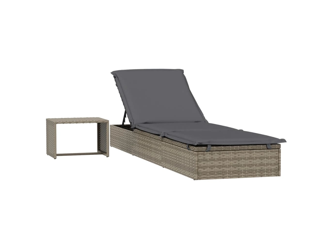 Conjunto de 1 Espreguiçadeira com Mesa Vime Sintético Cinza MAISON EXCLUSIVE