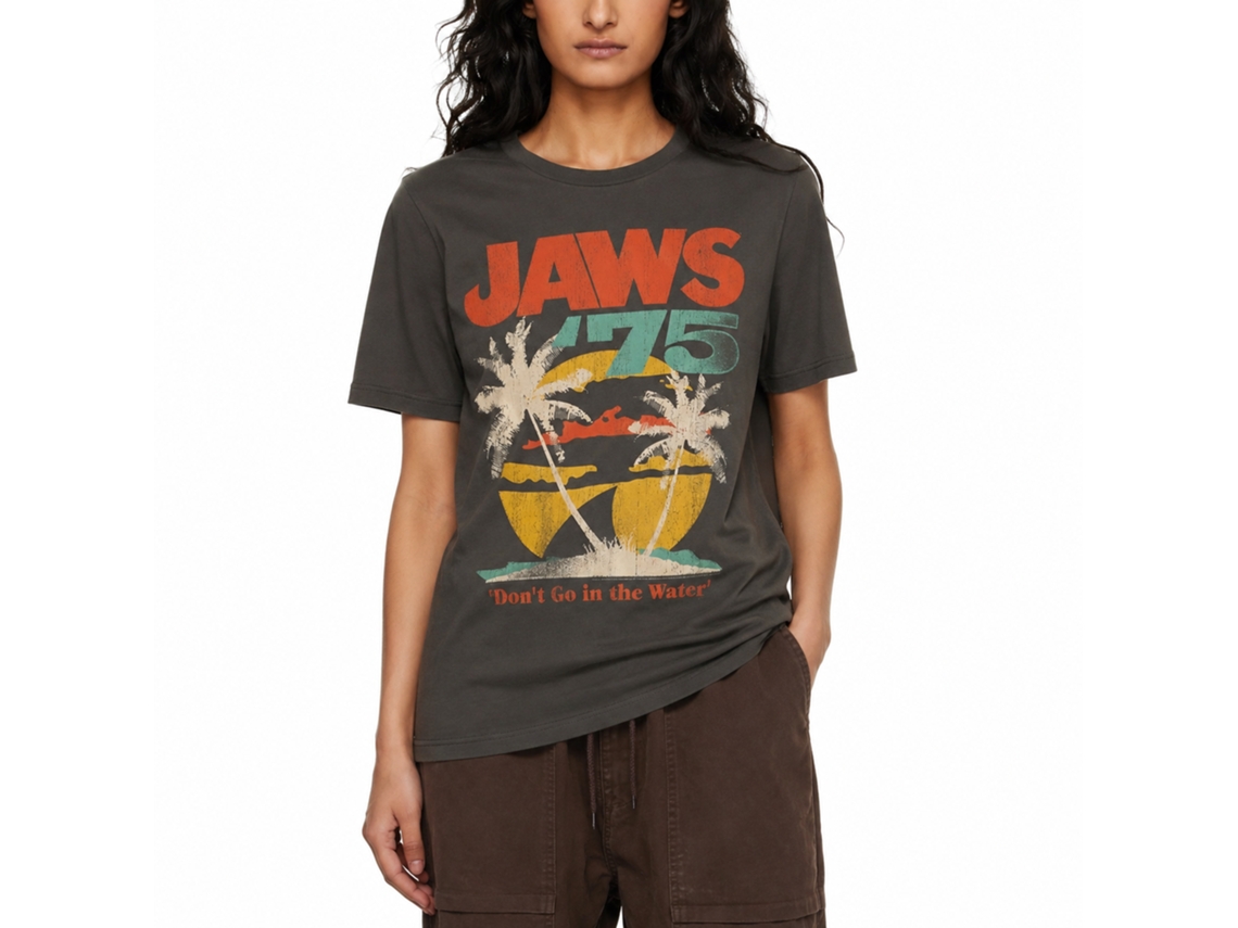 Rockinstone Jaws Movie Jaws75 Solid Smoke Adult T-shirt Size:xl