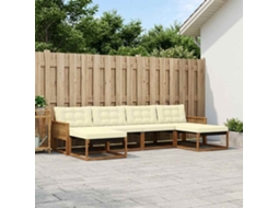 Vidaxl Conjunto De Sofás Para Exterior 6 Unid. Natural E Creme