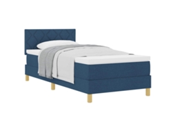Maison Exclusive - Cama Box Com Colchão Com Cabeceira Azul 90 X 190 Cm Tecido