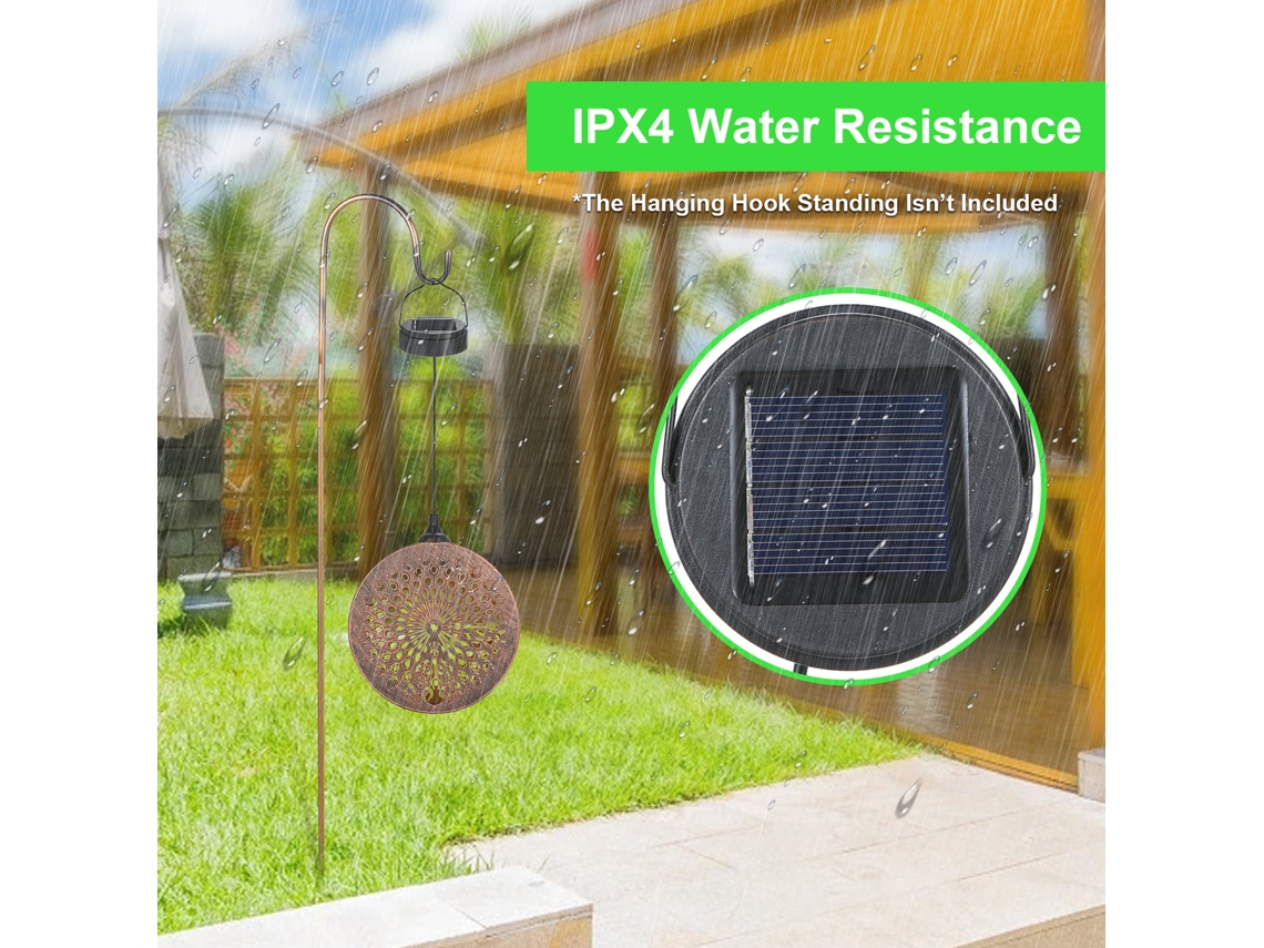 Lâmpada Solar Peacock 2pcs 0.04W LED IPX4 Bateria 600mAh Jardim Pátio Balcony | S/MARCA