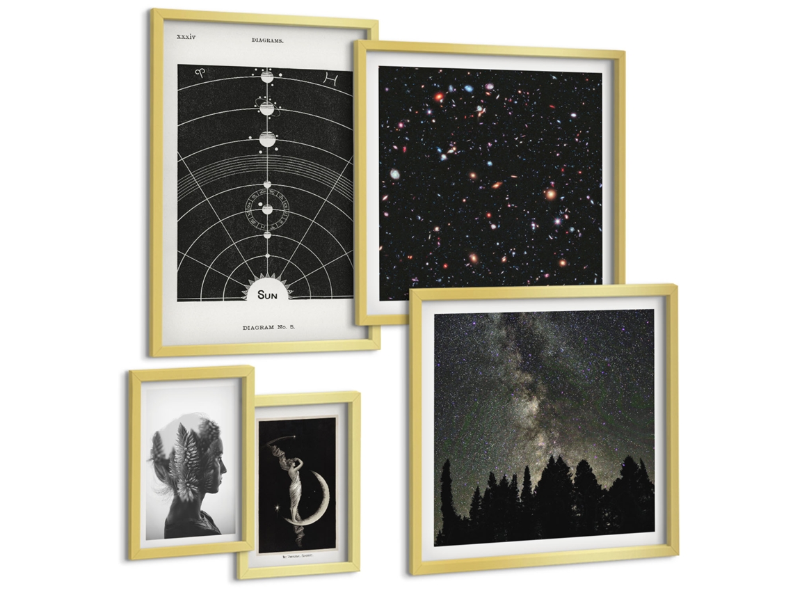Conjunto De Pinturas Inspirações Espaciais Galáxias Espelharte (5 Peças)