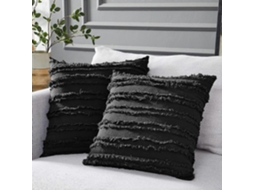 Almofadas Pretas Para Sofá-cama, Capa De Almofada Decorativa De Algodão E Linho, 40 X 40 Cm, Conjunto De 2, Sem Almofadas Internas