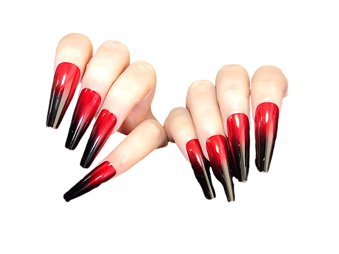 Unhas Postiças Em Formato Caixão Para Mulheres, 24 Peças, Extra Longas Com Cola, Unhas Falsas