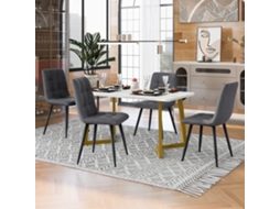 Conjunto de Sala de Jantar 117 Cm com Mesa Retangular Moderna e 4 Cadeiras em Veludo Verde NOVELA