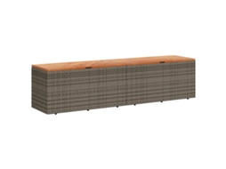 Caixa Arrumação Jardim Vidaxl Vime Pe/acácia Maciça Cinza (220 X 50 X 54 Cm)
