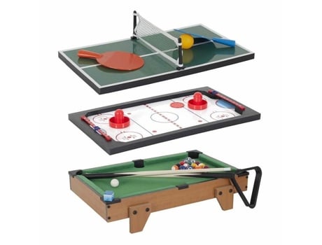 Mesa De Jogos 3 Em 1 Multicolorida Bilhar, Pingue Pongue, Hóquei Para Interior A Partir De 3 Anos Mister Gadget