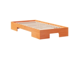 Conjunto 1 Estrutura De Cama Vidaxl Castanho Madeira De Pinho Maciça (90 X 190 Cm)