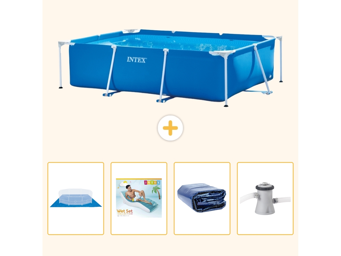 Intex Piscina Com Estrutura Retangular - 220x150x60 Cm - 5-peças S171