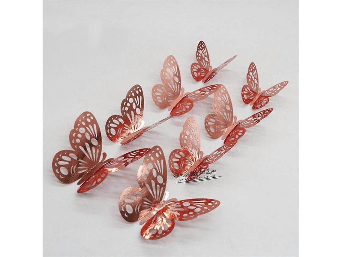 12pcs Adesivos De Parede Borboleta 4d Oca Diy Decoracao Casa Festas Casamento Infantil Oro Rosa 3