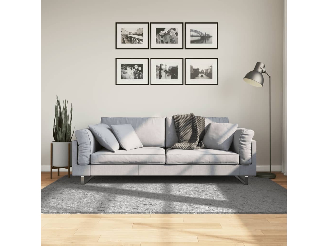 Vidaxl Tapete Shaggy De Pelo Alto Pamplona 140x200 Cm Cinzento