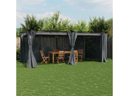 Vidaxl Gazebo Com Cortinas 6x3 M Aço Antracite