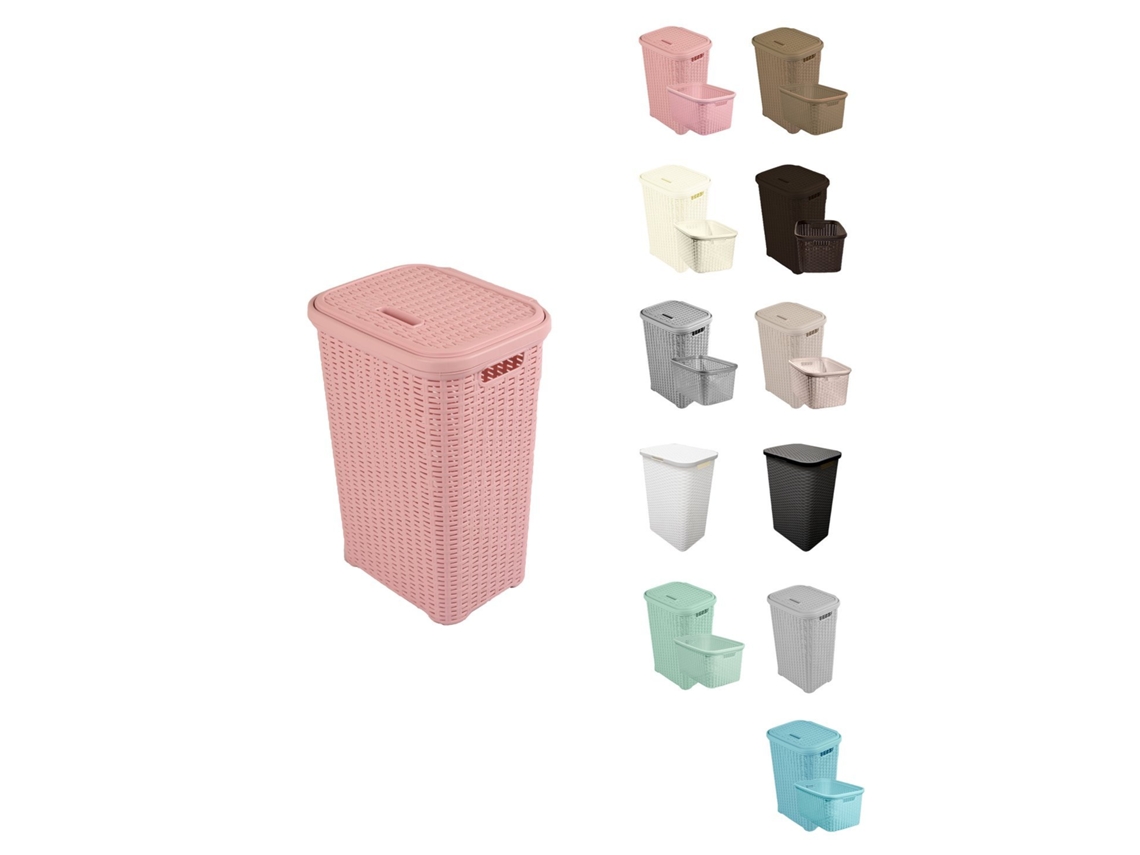 Pongotodo Rattan Design para Lavanderia 60L - Cesto para Roupas Sujas Rosa 60 litros