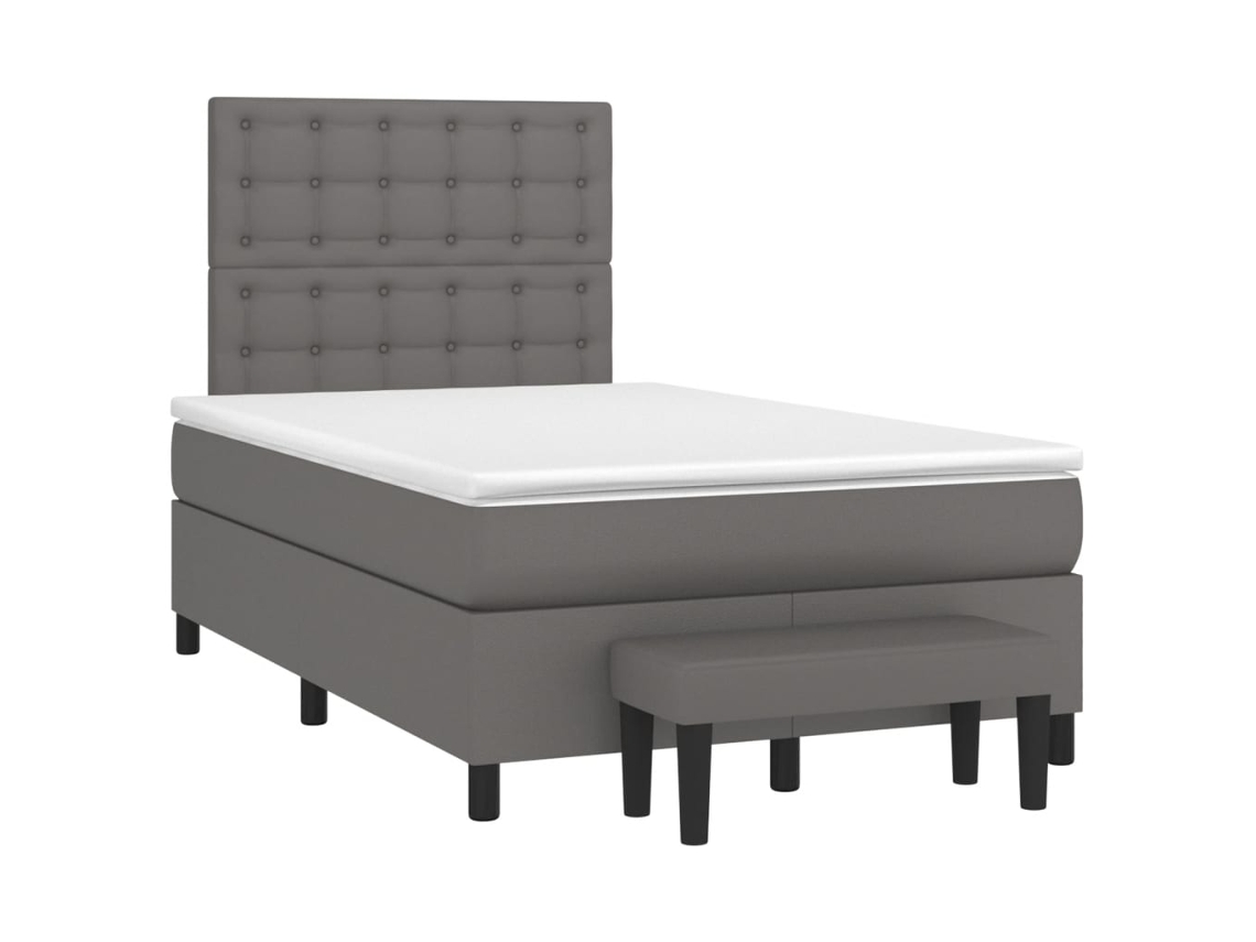 Cama Boxspring Com Colchão 120x190 Cm Couro Artificial Cinzento
