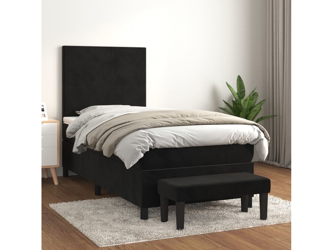 Vidaxl Cama Com Molas/colchão 90x190 Cm Veludo Preto