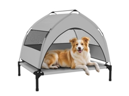 Espreguiçadeira Cães Cinza Claro 76x61x70 Cm, Cama Elevada Que Inclui Teto