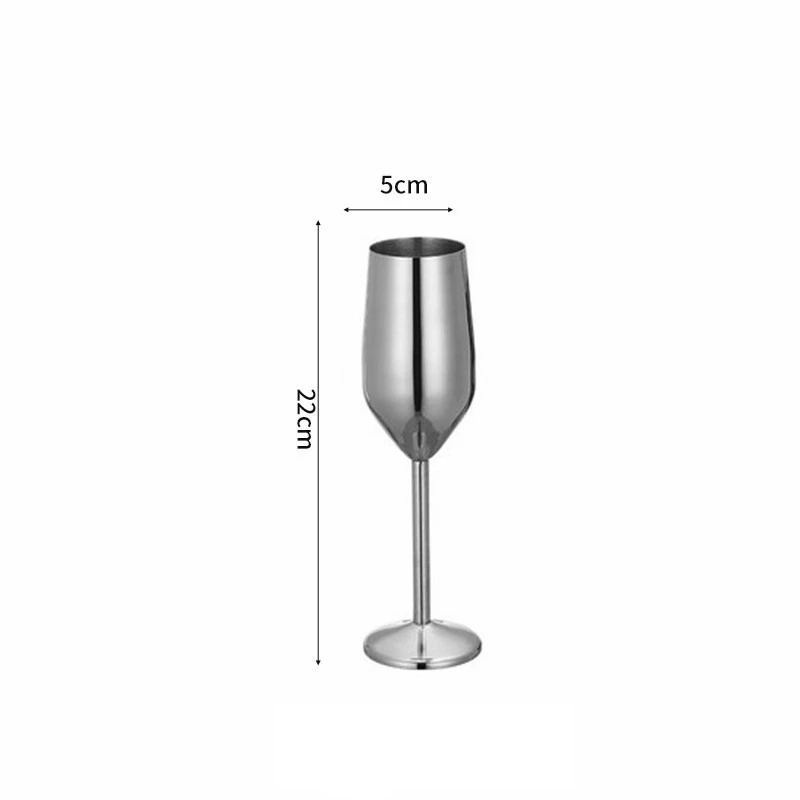 Taça de Vinho com Haste em Aço Inoxidável 304 , Ideal para Bares, Restaurantes e Uso Doméstico. MDUG (prateada, 200 Ml)